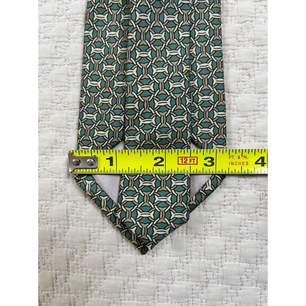 Barneys New York Silk Tie‎ Knots Green and Yellow Made in Italy 55